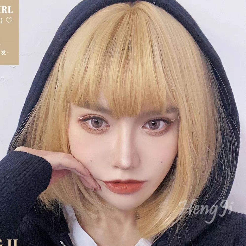 Short bob blonde straight wig